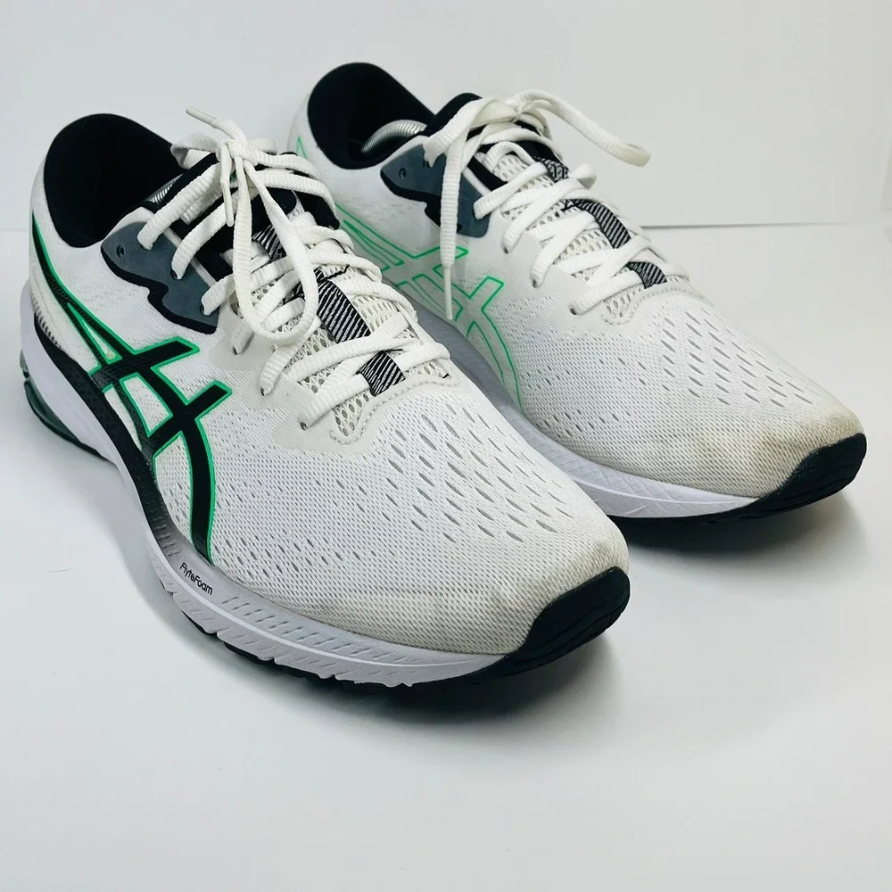 Asics GT-1000 Running Shoes Mens Size 12 White Green Black 1011B354 Sneakers